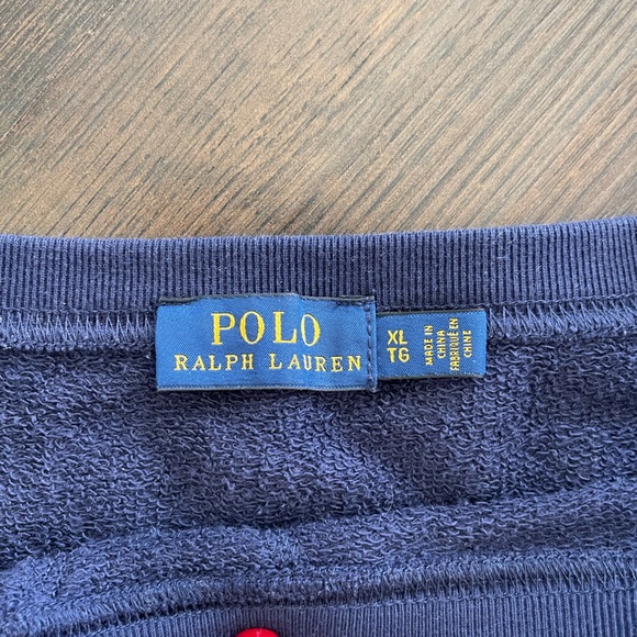 POLO RALPH LAUREN Navy Blue White Oversized Crewneck Sweatshirt Classic Size XL - Picture 7 of 10